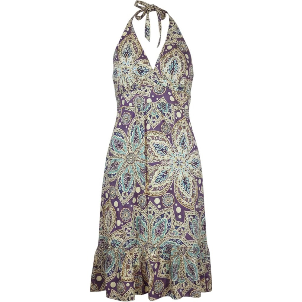 Vintage Y2K Merona Halter Dress Size XL Empire Waist Paisley Boho Cotton Flowy
